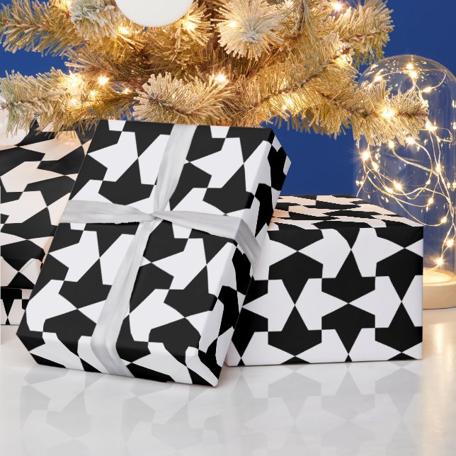 Classic Black and White Muslim Mamluks Pattern Wrapping Paper (Holidays)