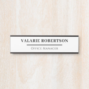 Classic Black and White Office  Desk Name Plate