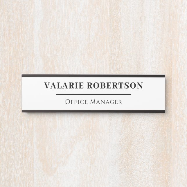 Classic Black and White Office  Desk Name Plate (Front)
