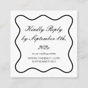 Classic Black and White Old Money Wedding RSVP  Enclosure Card