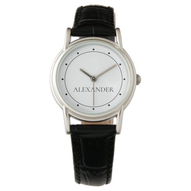 Classic Black and White Personalised Watch (Front)