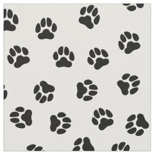 Classic Black and White Pet Paw Printed Fabric