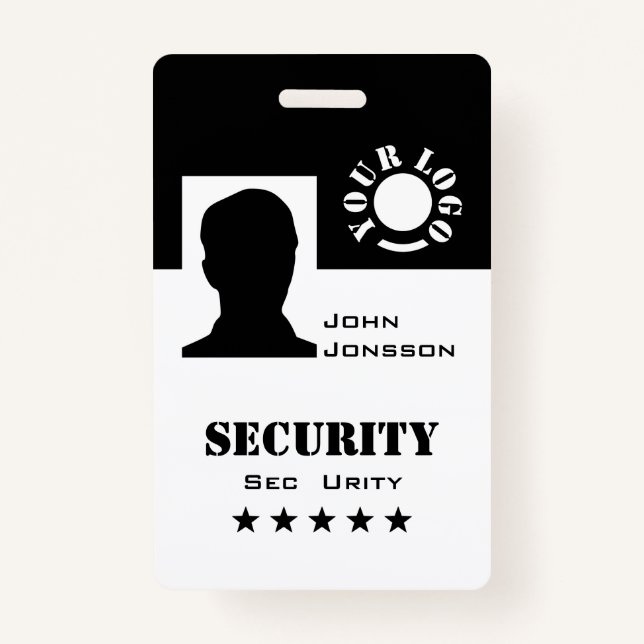 Classic Black and White Photo Logo Code Template  ID Badge (Front)