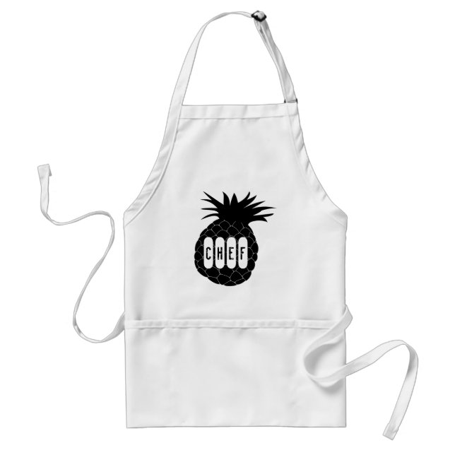 Classic Black and White Pineapple Chef Standard Apron (Front)