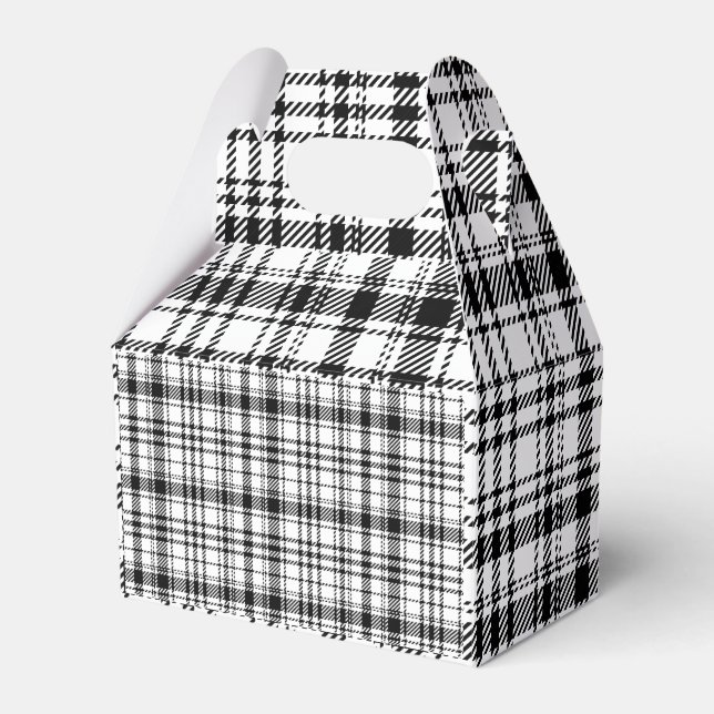 Classic Black and White Plaid  Favour Box (Front Side)