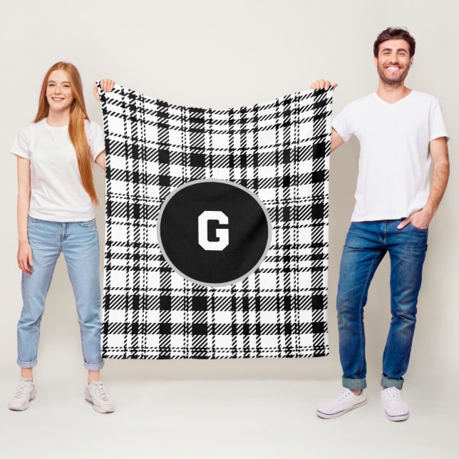 Classic Black and White Plaid   Fleece Blanket (In Situ)