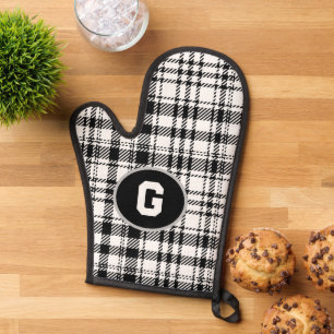 Classic Black and White Plaid  Oven Mitt
