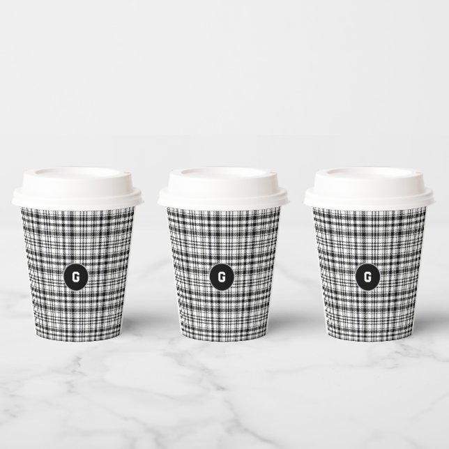 Classic Black and White Plaid Paper Cup (Multi)
