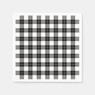 Classic Black and White Plaid Pattern Napkin
