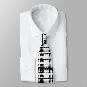 Classic Black and White Plaid Tie