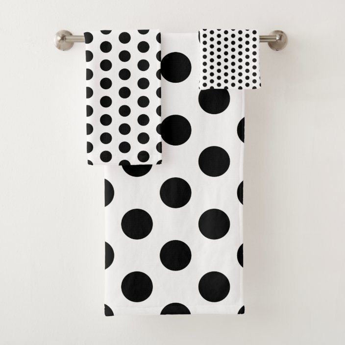 Classic Black and White Polka Dot Bath Towel Set Zazzle.co.uk