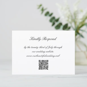 Classic Black and White QR Code Timeless Wedding RSVP Card