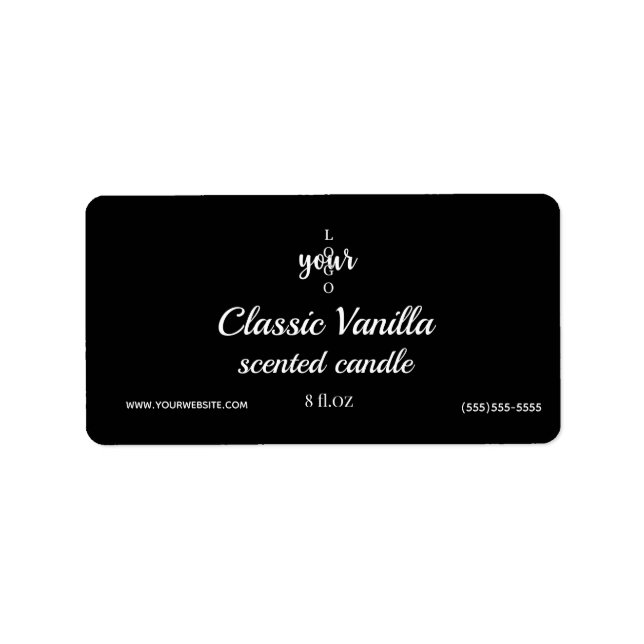 Classic Black and White Scented Candle Label (Front)