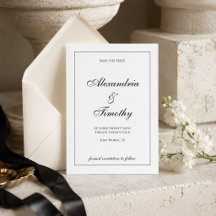 Classic Black and White Script Save the Date