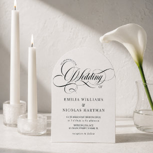 Classic Black and White Script Wedding Invitation