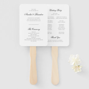 Classic Black and White Script Wedding Program Hand Fan