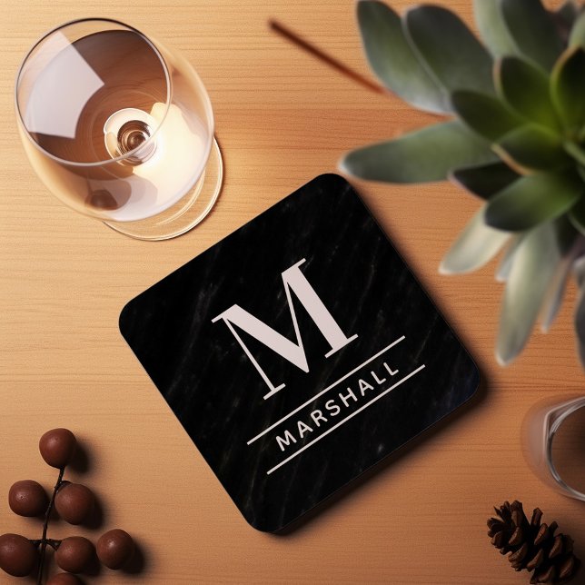 Classic Black and White Serif Monogram Coaster (Creator Uploaded)
