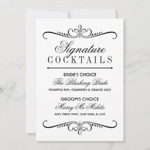 Classic Black and White Signature Cocktails Sign
