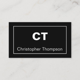 Classic Black and White Simple Minimalist Initials Business Card