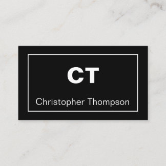 Classic Black and White Simple Minimalist Initials Business Card
