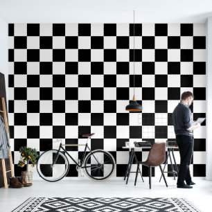 Classic black and white squares pattern wallpaper