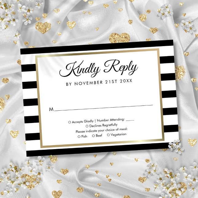 Classic Black and White Stripe RSVP Card (Classic Black and White Stripe RSVP Card)