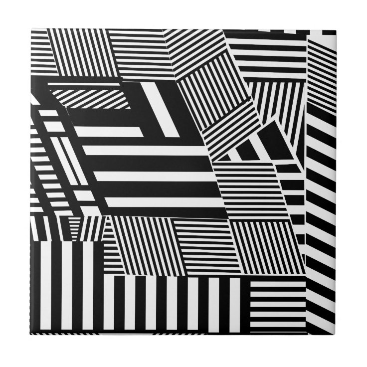 Classic Black and White Stripe Tile | Zazzle