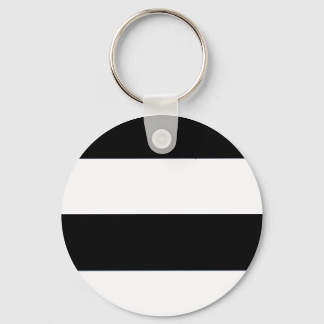 Classic Black and White Striped Pattern Key Ring (Front)