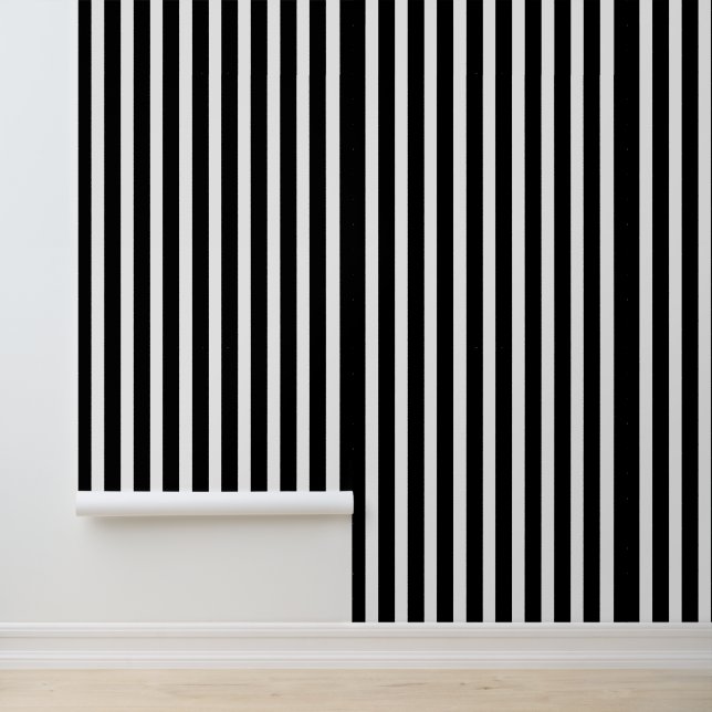 Classic Black and White Striped Stylish Wallpaper (Application)