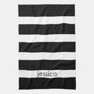 Classic Black And White Stripes Tea Towel