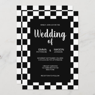 Classic Black and White Tiles Frame Invitation