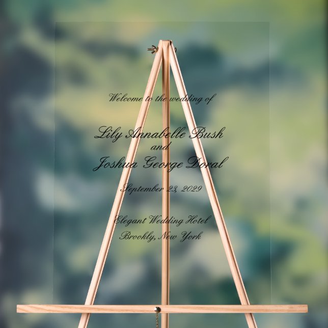 Classic Black and White Timeless Wedding Acrylic Sign (Neutral)