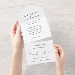 Classic Black and White Timeless Wedding All In One Invitation