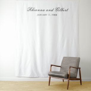 Classic Black and White Timeless Wedding Backdrop Tapestry