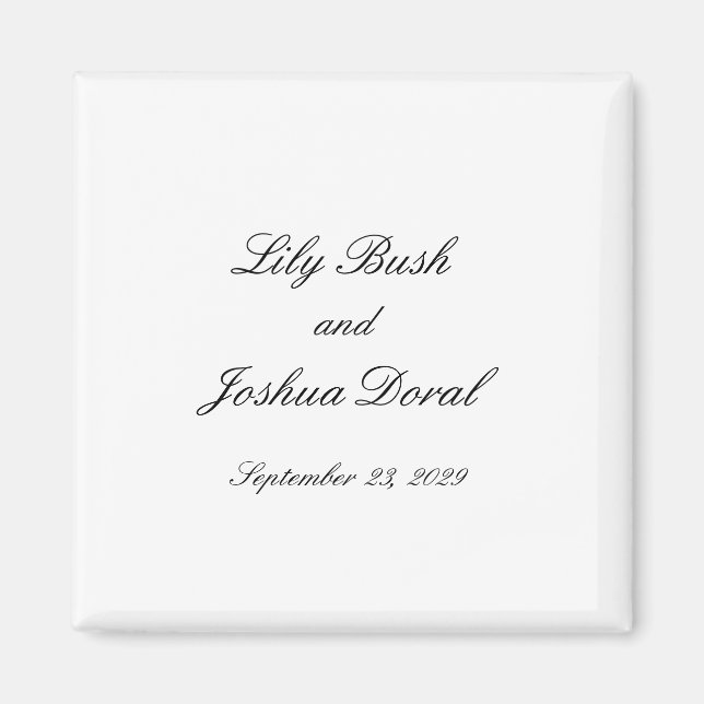 Classic Black and White Timeless Wedding Magnet (Front)