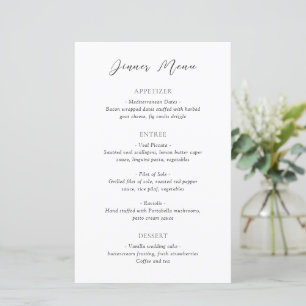 Classic Black and White Timeless Wedding Menu