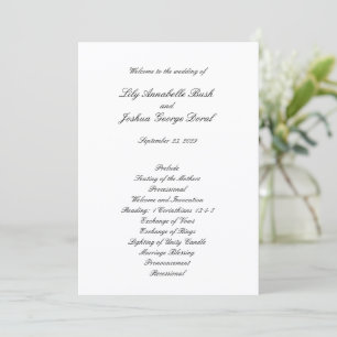 Classic Black and White Timeless Wedding Programme