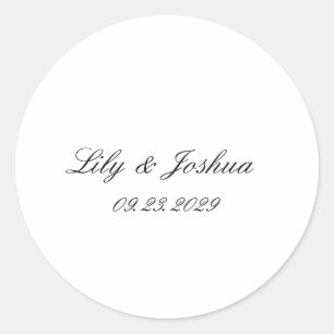Classic Black and White Timeless Wedding Round Sticker