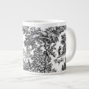 Classic Black and White Toile Large Coffee Mug