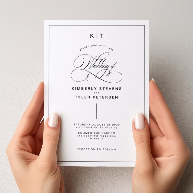 Classic black and white typography wedding invitation (Creator Uploaded)