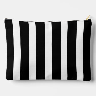 Classic Black and White Vertical Striped Accessory Pouch