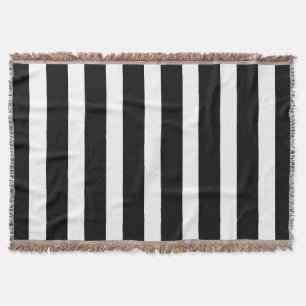 Classic Black and White Vertical Striped Throw Blanket