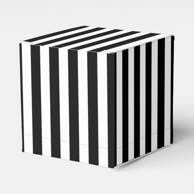 Classic Black and White Vertical Stripes Favour Box (Front Side)