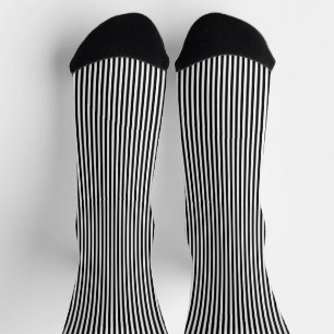 Classic Black and White Vertical Stripes Pattern Socks