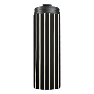 Classic Black and White Vertical Stripes Pattern Thermal Tumbler
