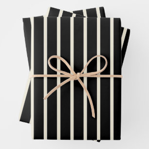 Classic Black and White Vertical Stripes Pattern Wrapping Paper Sheet