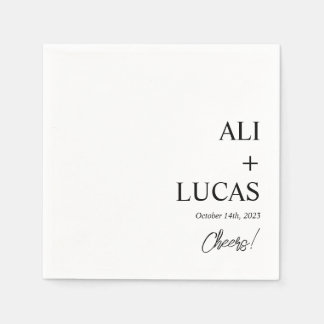 CLASSIC BLACK AND WHITE WEDDING COCKTAIL NAPKIN