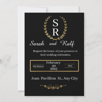 classic black and white wedding invitation