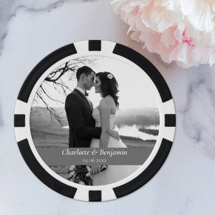 Classic Black and White Wedding Photo Poker Chips