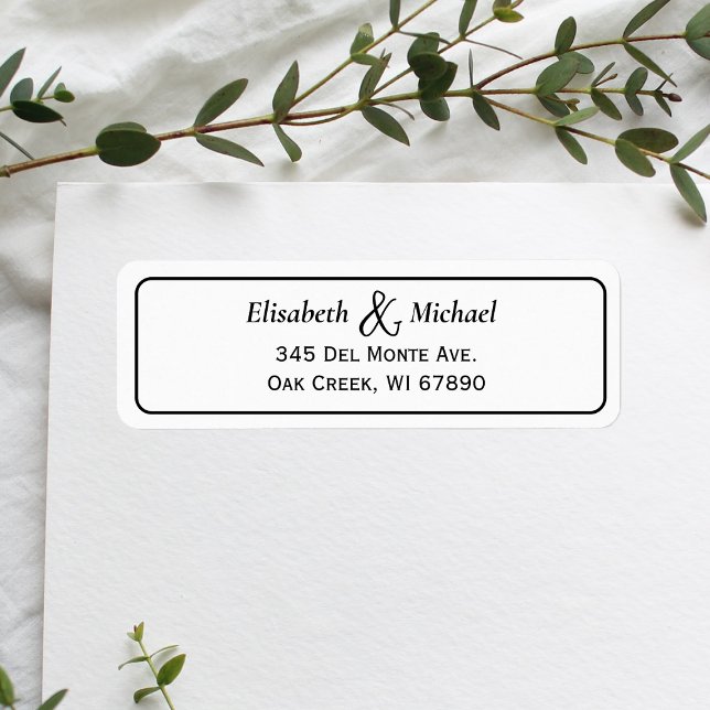 Classic Black and White Wedding Return Address (Personalize the label to match your unique wedding style leaving a lasting impression on your guests)